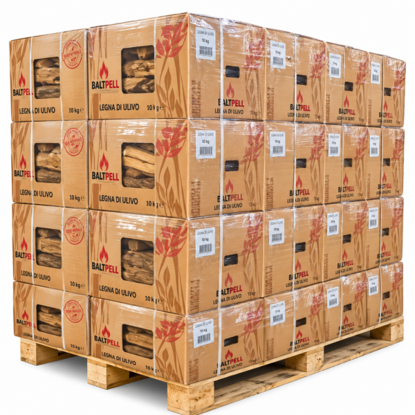 Legna da ardere di ulivo 10kg – 32 scatole – Baltpell
